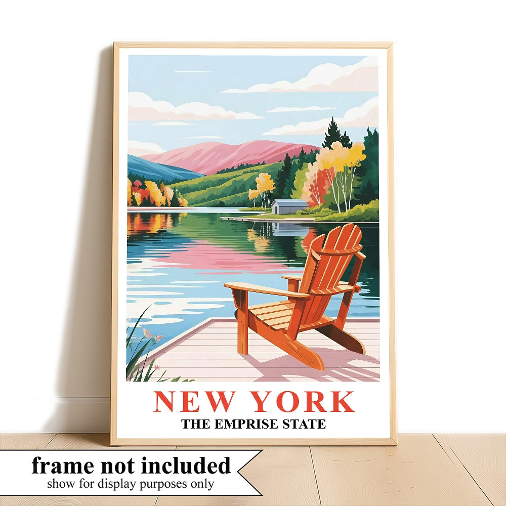 New York Travel Print Poster Nature Empire State NY Souvenir Wall Art Landscape Painting Picture Suitable For Home Room Living Room Office Bedroom Decor Unframed | teecentury