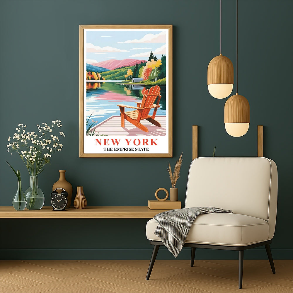 New York Travel Print Poster Nature Empire State NY Souvenir Wall Art Landscape Painting Picture Suitable For Home Room Living Room Office Bedroom Decor Unframed | teecentury