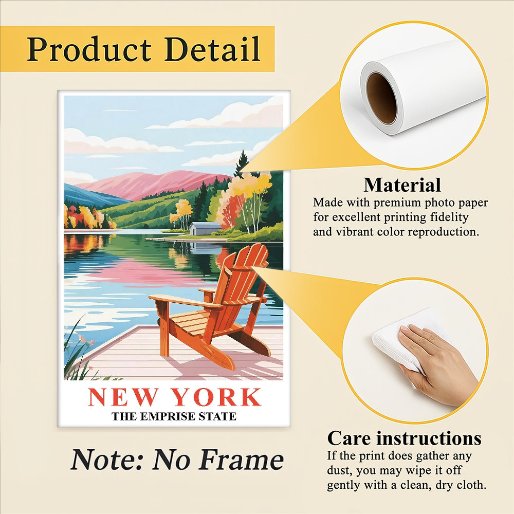 New York Travel Print Poster Nature Empire State NY Souvenir Wall Art Landscape Painting Picture Suitable For Home Room Living Room Office Bedroom Decor Unframed | teecentury