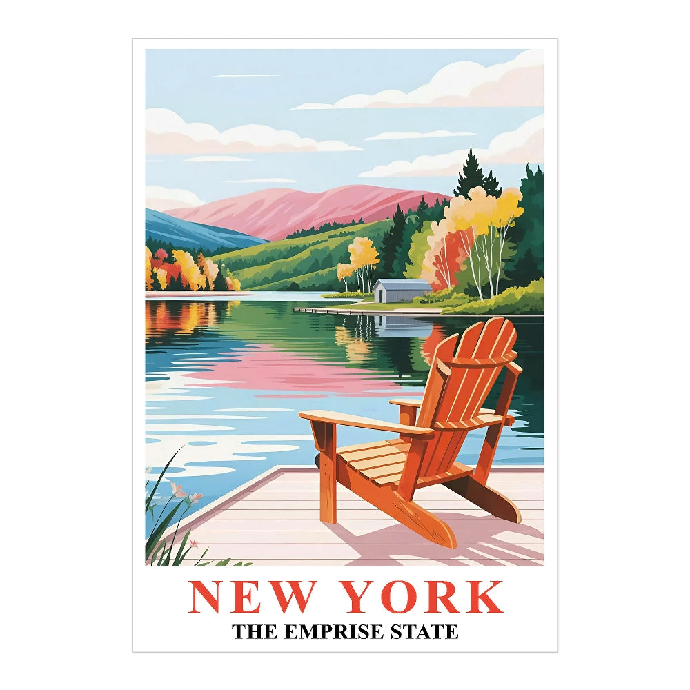 New York Travel Print Poster Nature Empire State NY Souvenir Wall Art Landscape Painting Picture Suitable For Home Room Living Room Office Bedroom Decor Unframed | teecentury