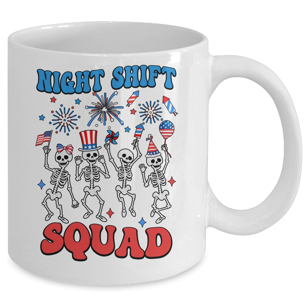 Night Shift Nurse 4th Of July Skeletons Night Shift Squad Mug | teecentury