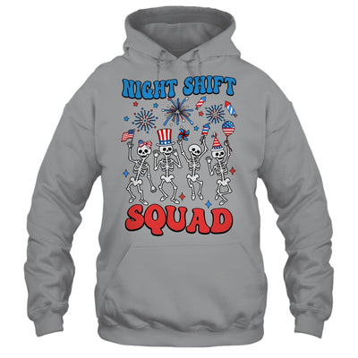 Night Shift Nurse 4th Of July Skeletons Night Shift Squad Shirt & Tank Top | teecentury