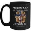 Normal Isnt Coming Back Jesus Is Revelation 14 US Flag Lion Mug | teecentury