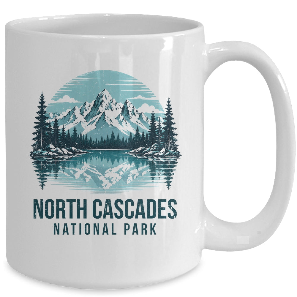 North Cascades National Park Retro Mountain Lake Outdoor Hiking Mug | teecentury