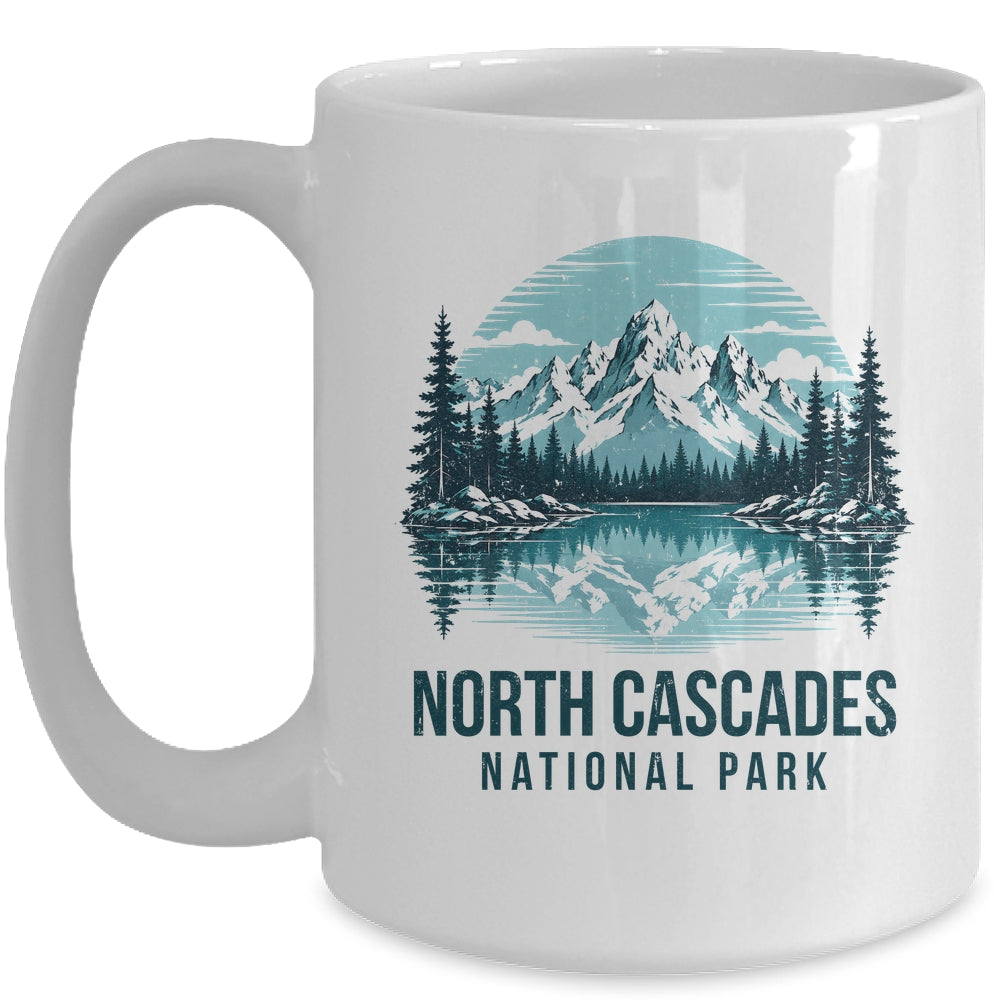 North Cascades National Park Retro Mountain Lake Outdoor Hiking Mug | teecentury