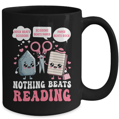 Nothing Beats Reading Book Librarian Rock Paper Scissors Mug | teecentury