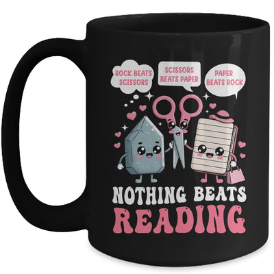 Nothing Beats Reading Book Librarian Rock Paper Scissors Mug | teecentury