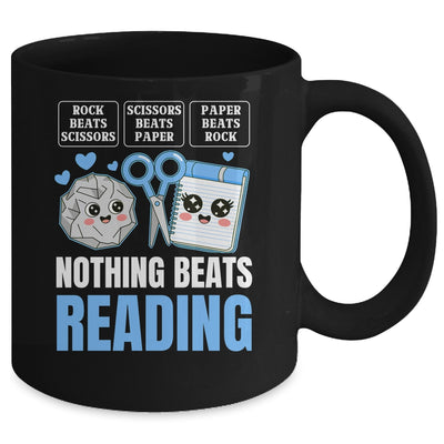 Nothing Beats Reading Rock Paper Scissors Funny Book Lover Mug | teecentury