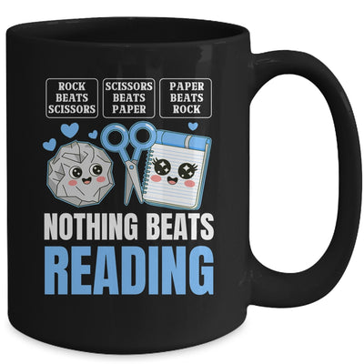 Nothing Beats Reading Rock Paper Scissors Funny Book Lover Mug | teecentury