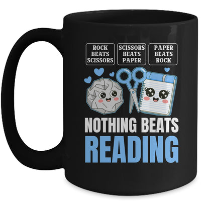 Nothing Beats Reading Rock Paper Scissors Funny Book Lover Mug | teecentury