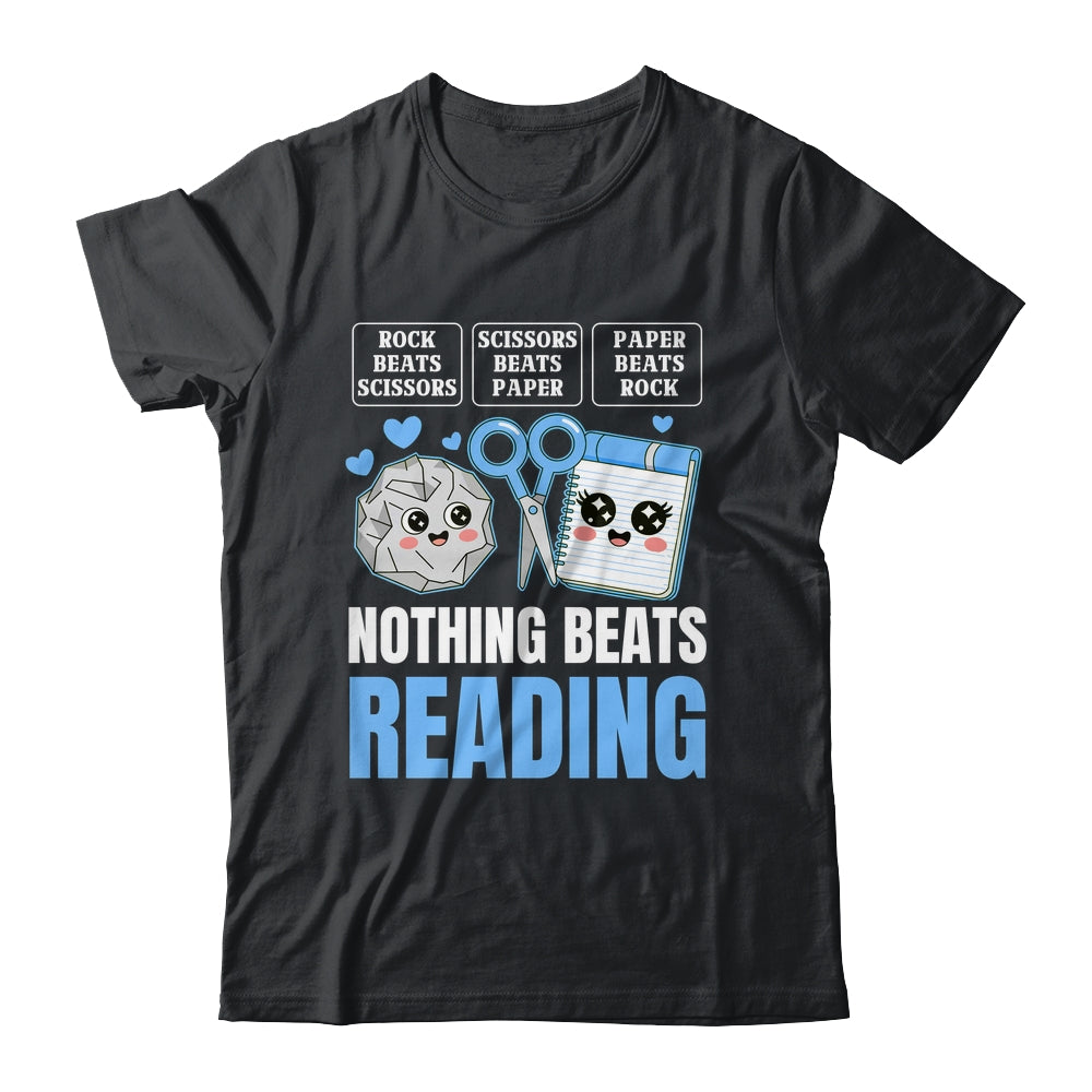 Nothing Beats Reading Rock Paper Scissors Funny Book Lover Shirt & Hoodie | teecentury