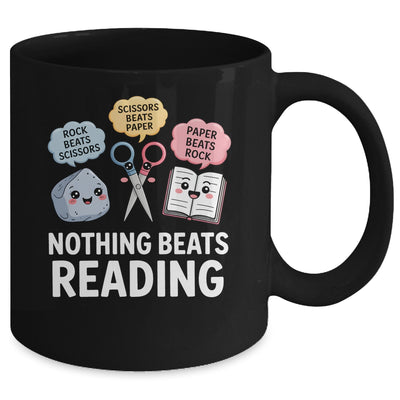 Nothing Beats Reading Rock Paper Scissors Funny Reading Book Mug | teecentury