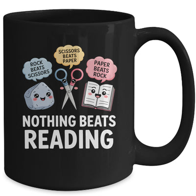 Nothing Beats Reading Rock Paper Scissors Funny Reading Book Mug | teecentury