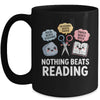 Nothing Beats Reading Rock Paper Scissors Funny Reading Book Mug | teecentury