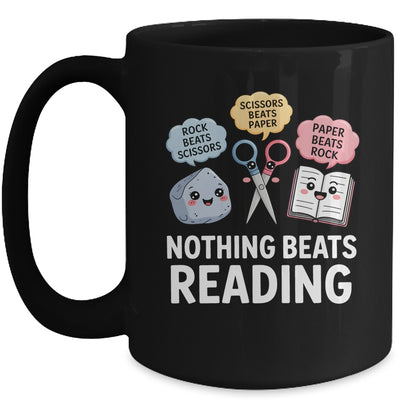Nothing Beats Reading Rock Paper Scissors Funny Reading Book Mug | teecentury