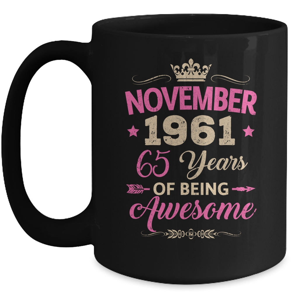 November 1961 65 Years Of Being Awesome Retro 65th Birthday Mug | teecentury