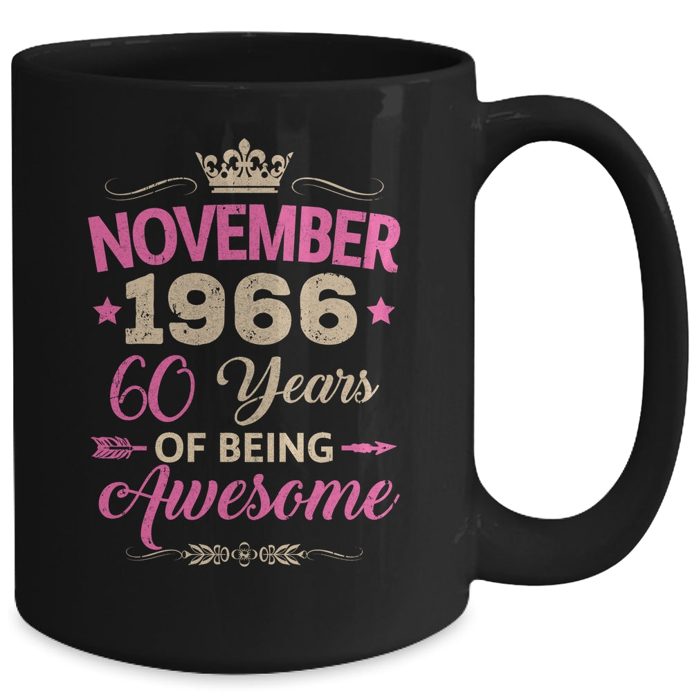 November 1966 60 Years Of Being Awesome Retro 60th Birthday Mug | teecentury