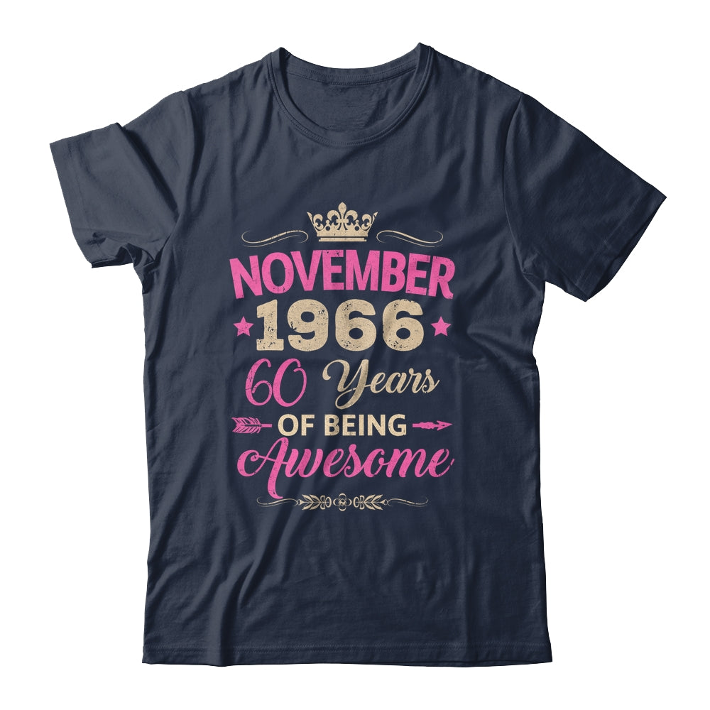 November 1966 60 Years Of Being Awesome Retro 60th Birthday Shirt & Tank Top | teecentury