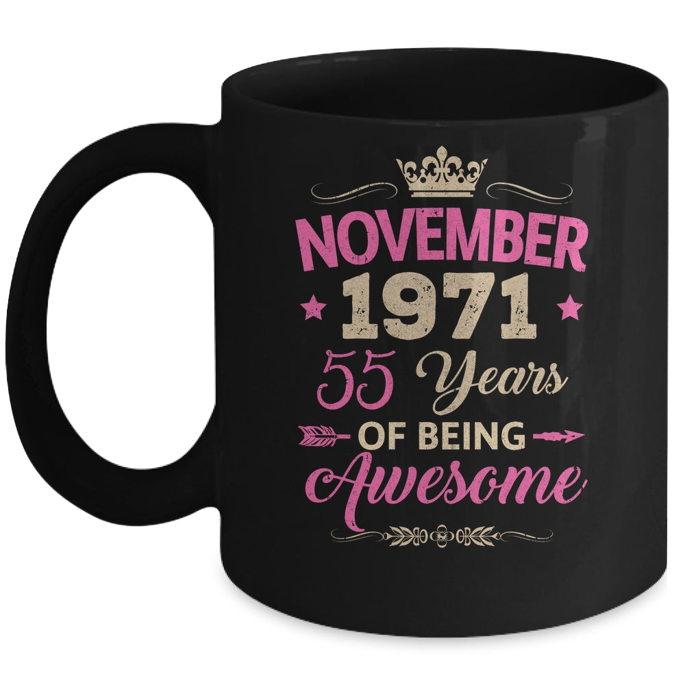 November 1971 55 Years Of Being Awesome Retro 55th Birthday Mug | teecentury