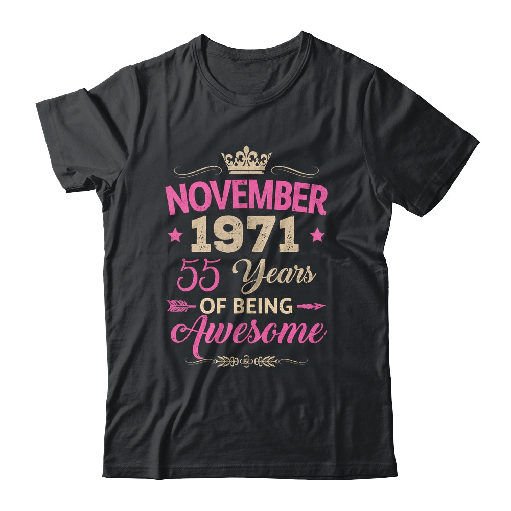 November 1971 55 Years Of Being Awesome Retro 55th Birthday Shirt & Tank Top | teecentury
