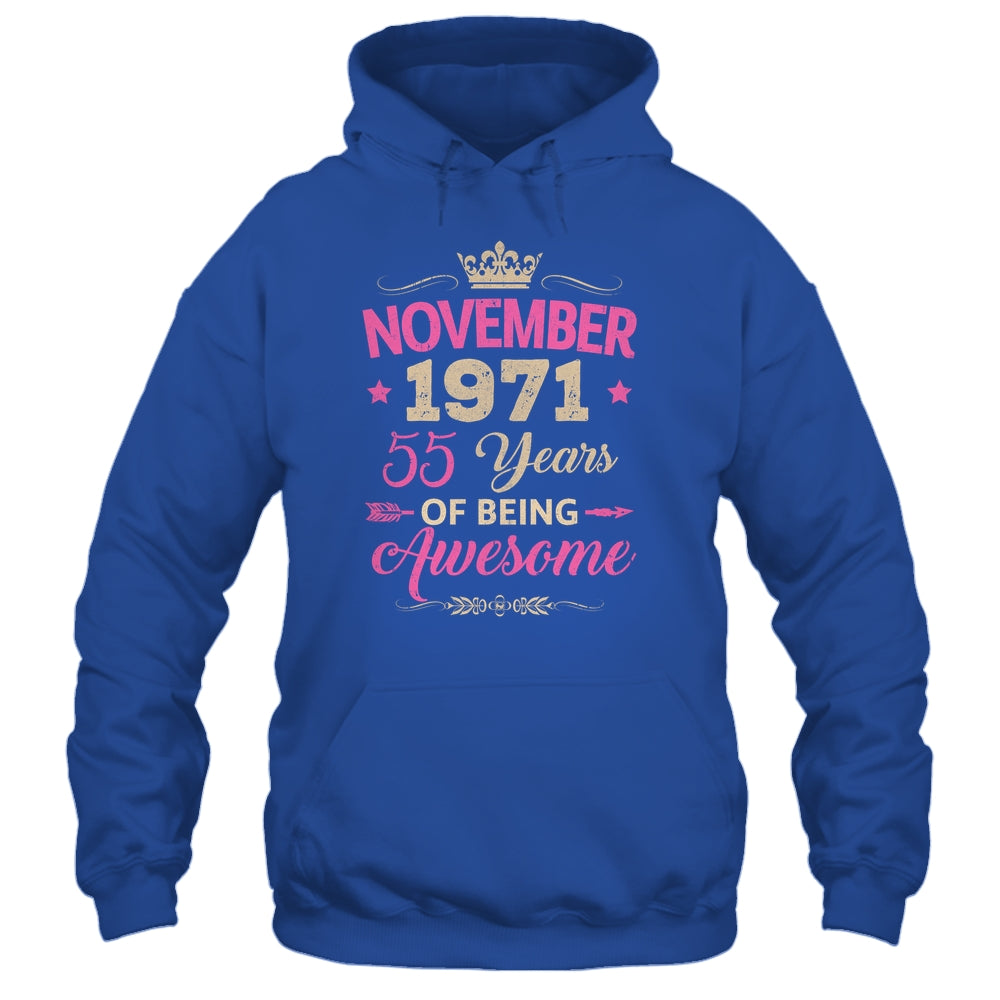 November 1971 55 Years Of Being Awesome Retro 55th Birthday Shirt & Tank Top | teecentury