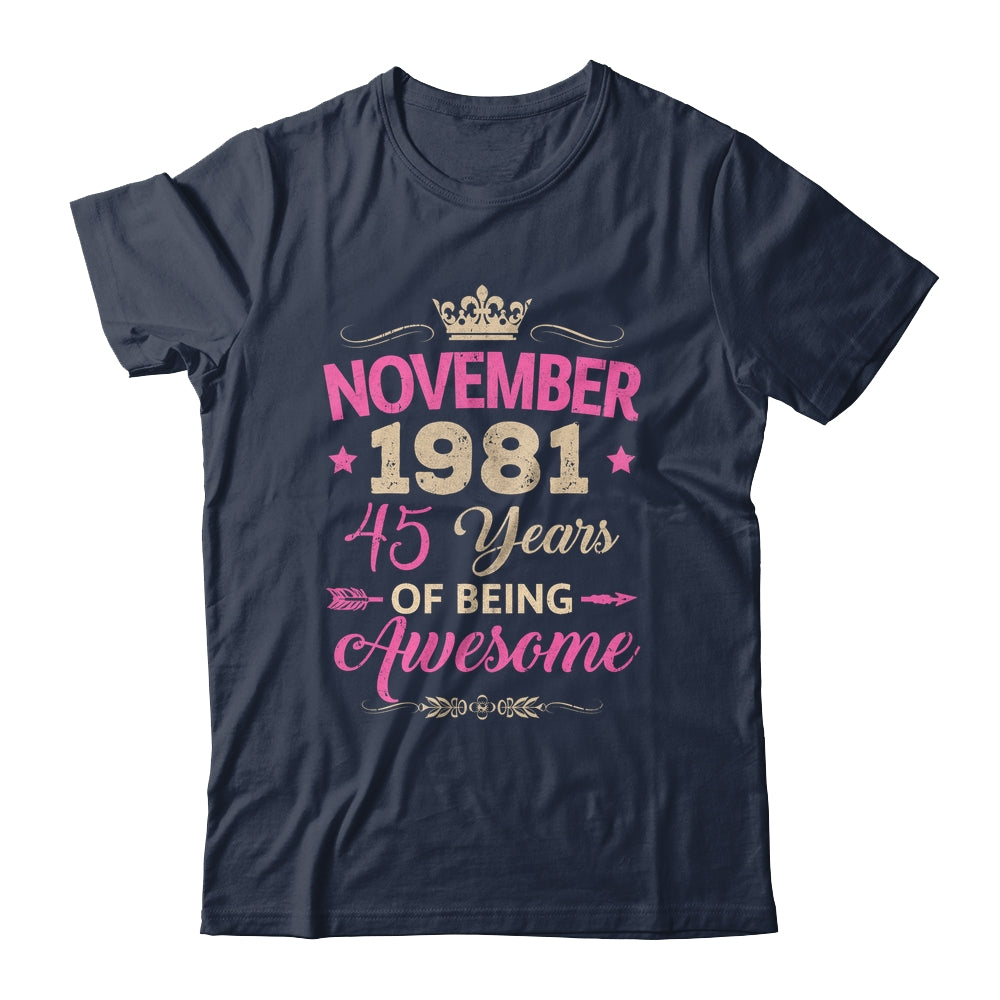 November 1981 45 Years Of Being Awesome Retro 45th Birthday Shirt & Tank Top | teecentury