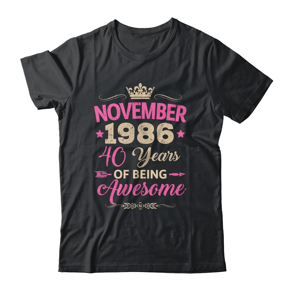 November 1986 40 Years Of Being Awesome Retro 40th Birthday Shirt & Tank Top | teecentury