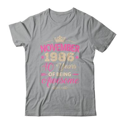 November 1986 40 Years Of Being Awesome Retro 40th Birthday Shirt & Tank Top | teecentury