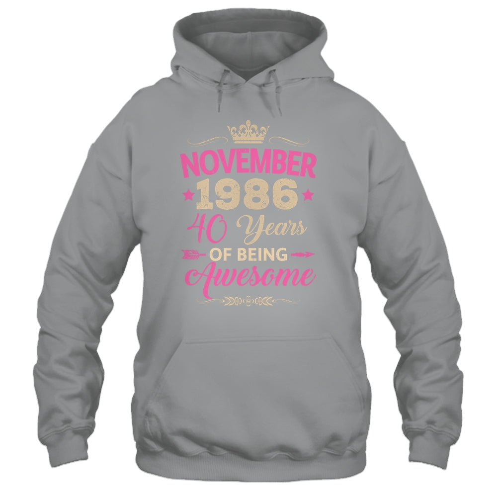 November 1986 40 Years Of Being Awesome Retro 40th Birthday Shirt & Tank Top | teecentury