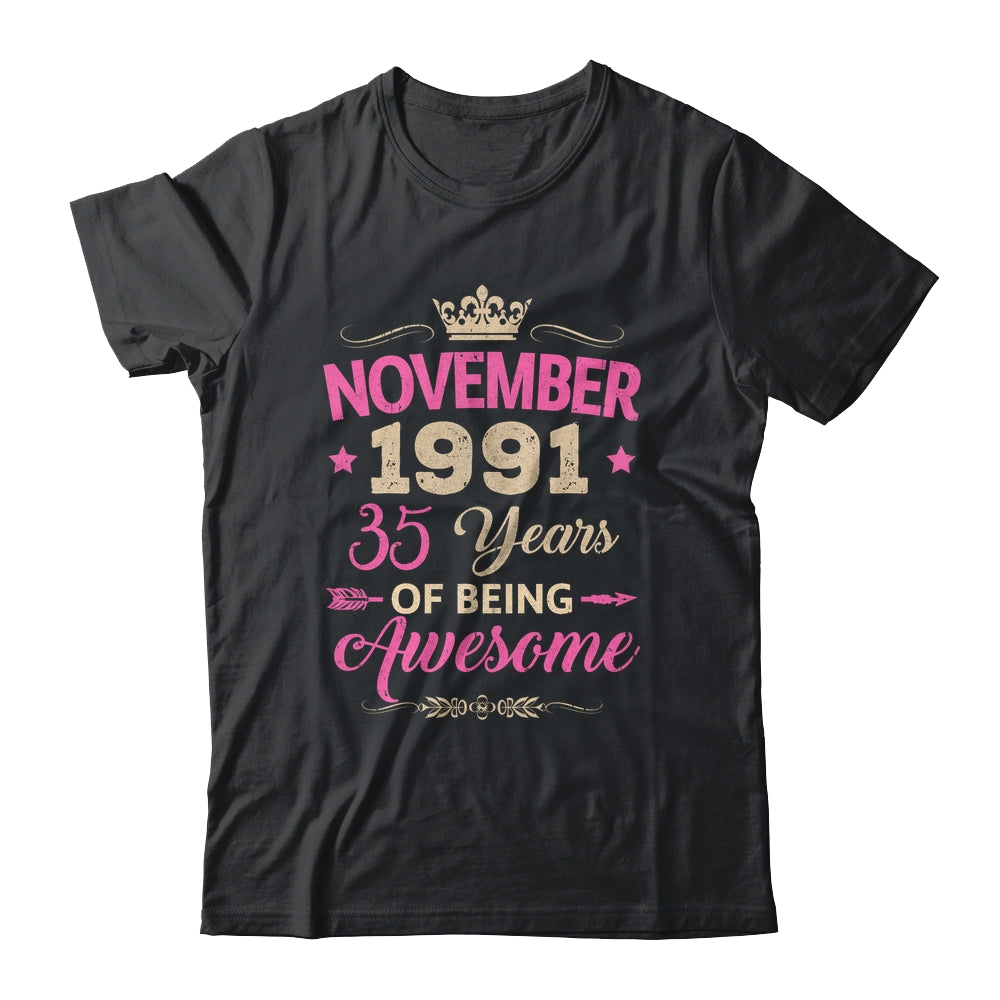 November 1991 35 Years Of Being Awesome Retro 35th Birthday Shirt & Tank Top | teecentury