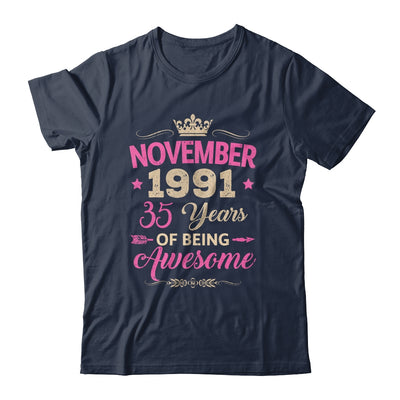 November 1991 35 Years Of Being Awesome Retro 35th Birthday Shirt & Tank Top | teecentury