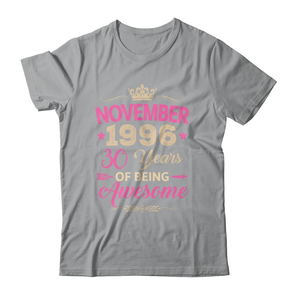 November 1996 30 Years Of Being Awesome Retro 30th Birthday Shirt & Tank Top | teecentury