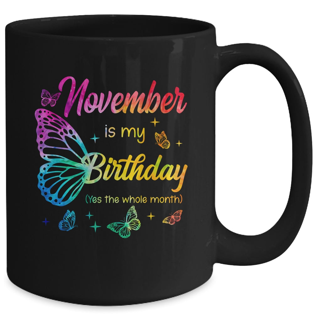 November Birthday For Women Girls Butterfly Tie Dye Theme Mug | teecentury