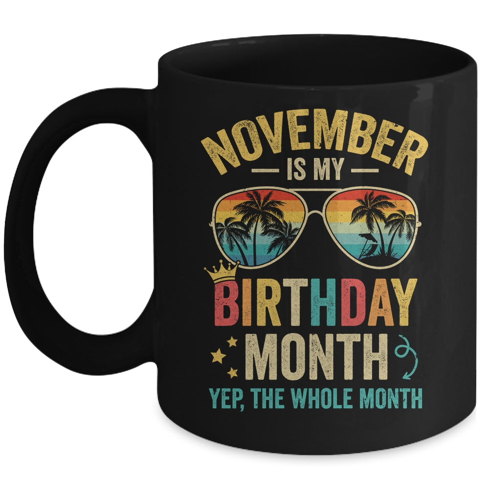 November Is My Birthday Retro Sunglasses Funny Birthday Mug | teecentury