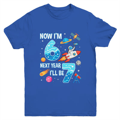 Now I'm 6 Next Year I'll Be 7 Astronaut 7th Birthday Boy Youth Shirt | teecentury
