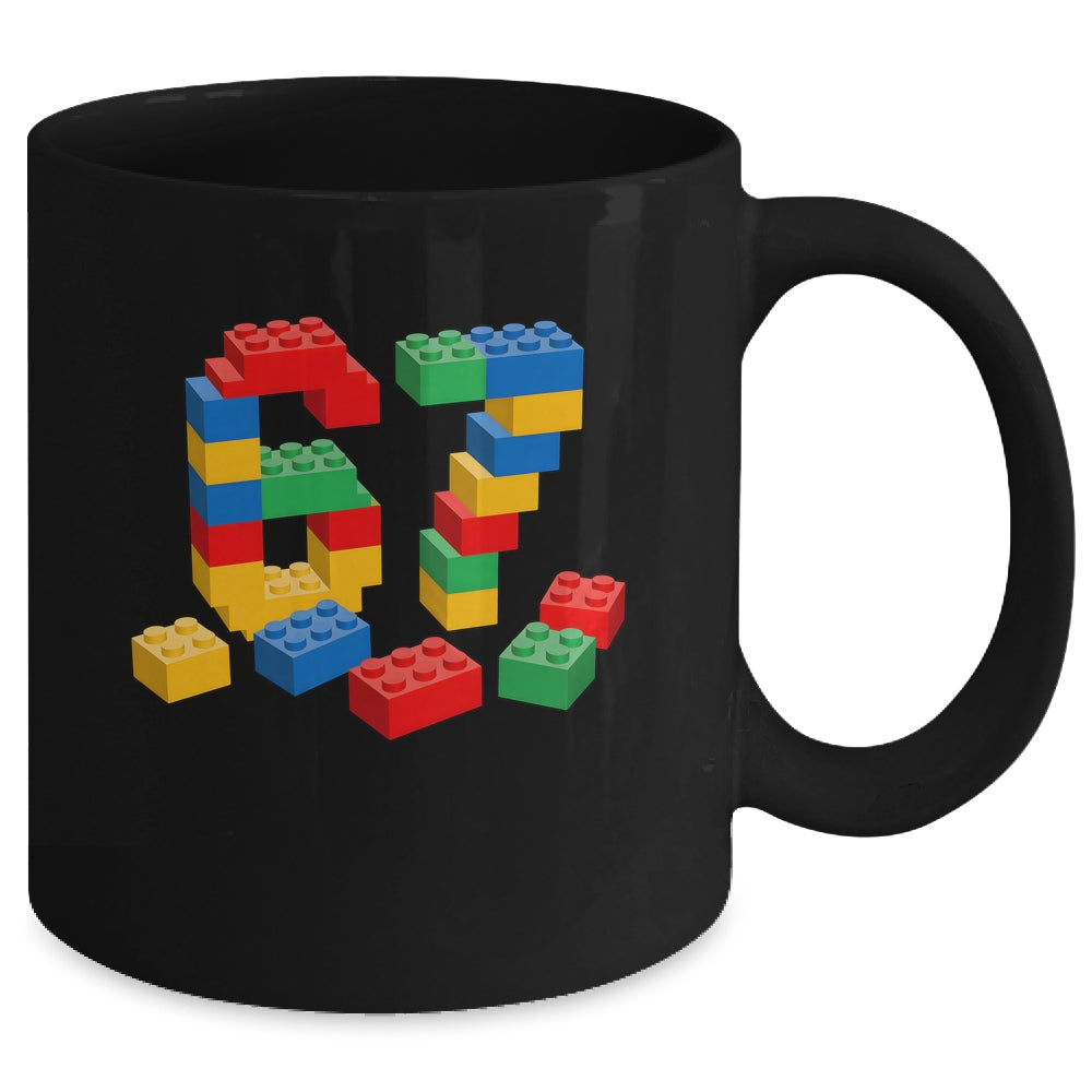 Number 67 Six Seven Meme Blocks Brick Birthday Builder Kids Mug | teecentury
