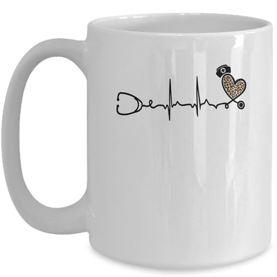 Nurse Stethoscope Heartbeat Leopard Nursing For Women Mug | teecentury