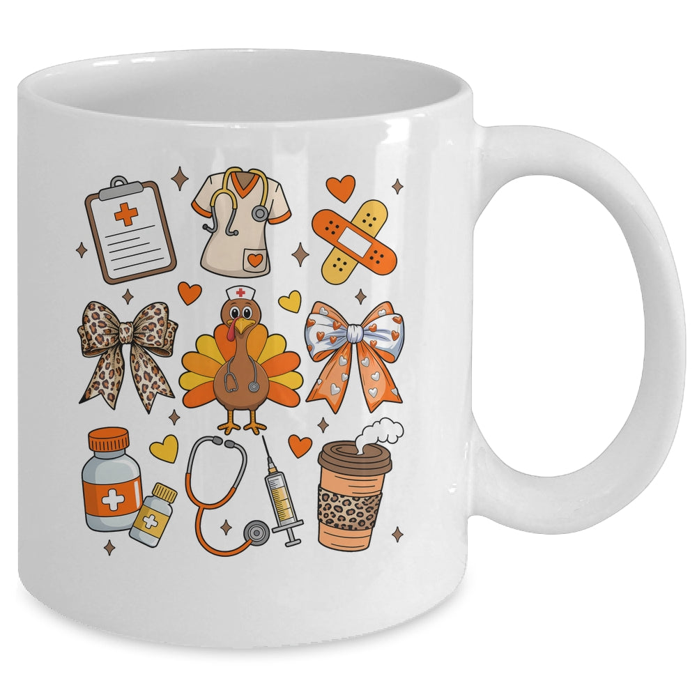 Nurse Thanksgiving Thankful Turkey Healthcare Worker Autumn Mug | teecentury