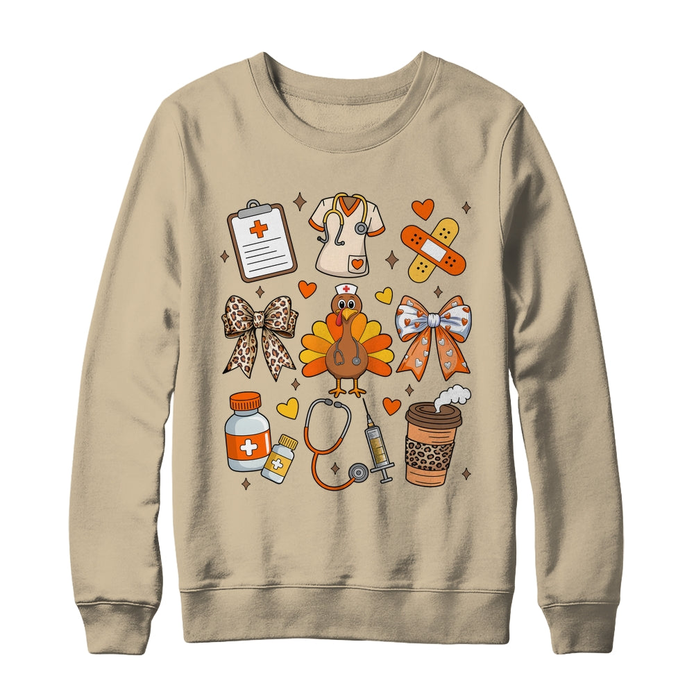 Nurse Thanksgiving Thankful Turkey Healthcare Worker Autumn Shirt & Sweatshirt | teecentury
