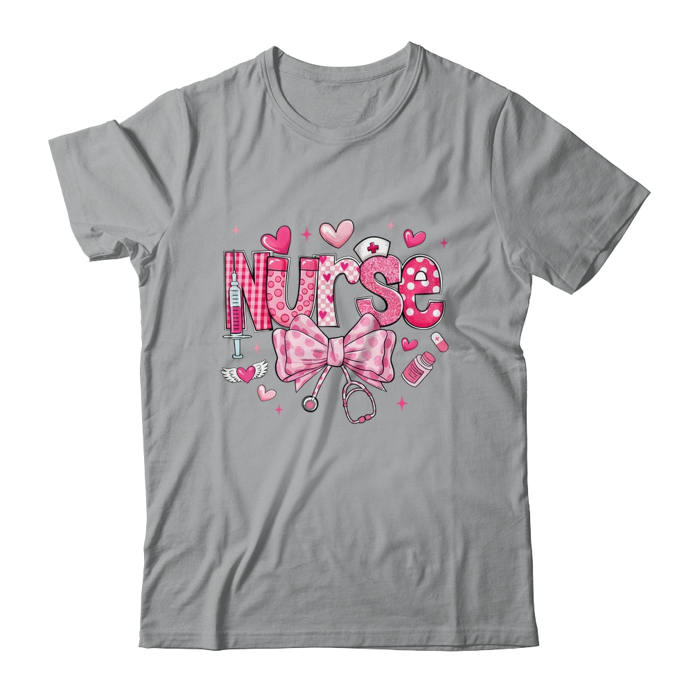 Nurse Valentines Cute Coquette Stethoscope Nursing NICU Shirt & Sweatshirt | teecentury