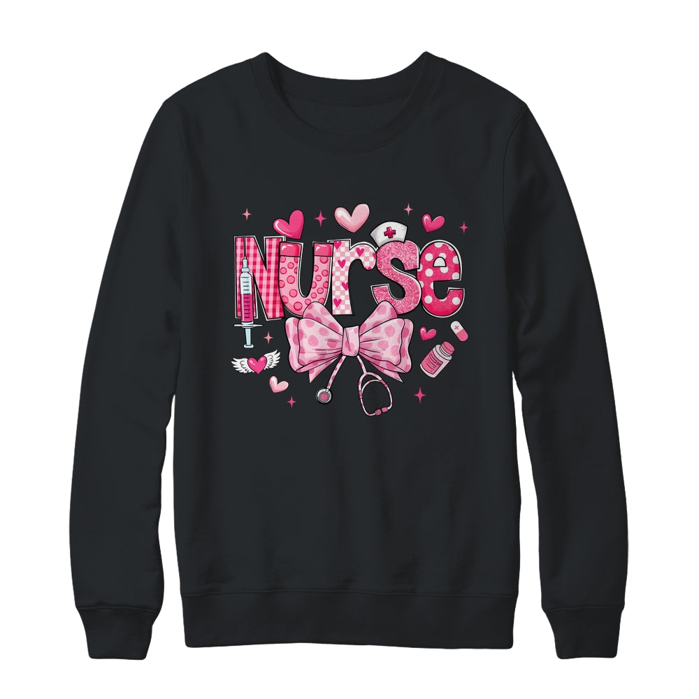 Nurse Valentines Cute Coquette Stethoscope Nursing NICU Shirt & Sweatshirt | teecentury