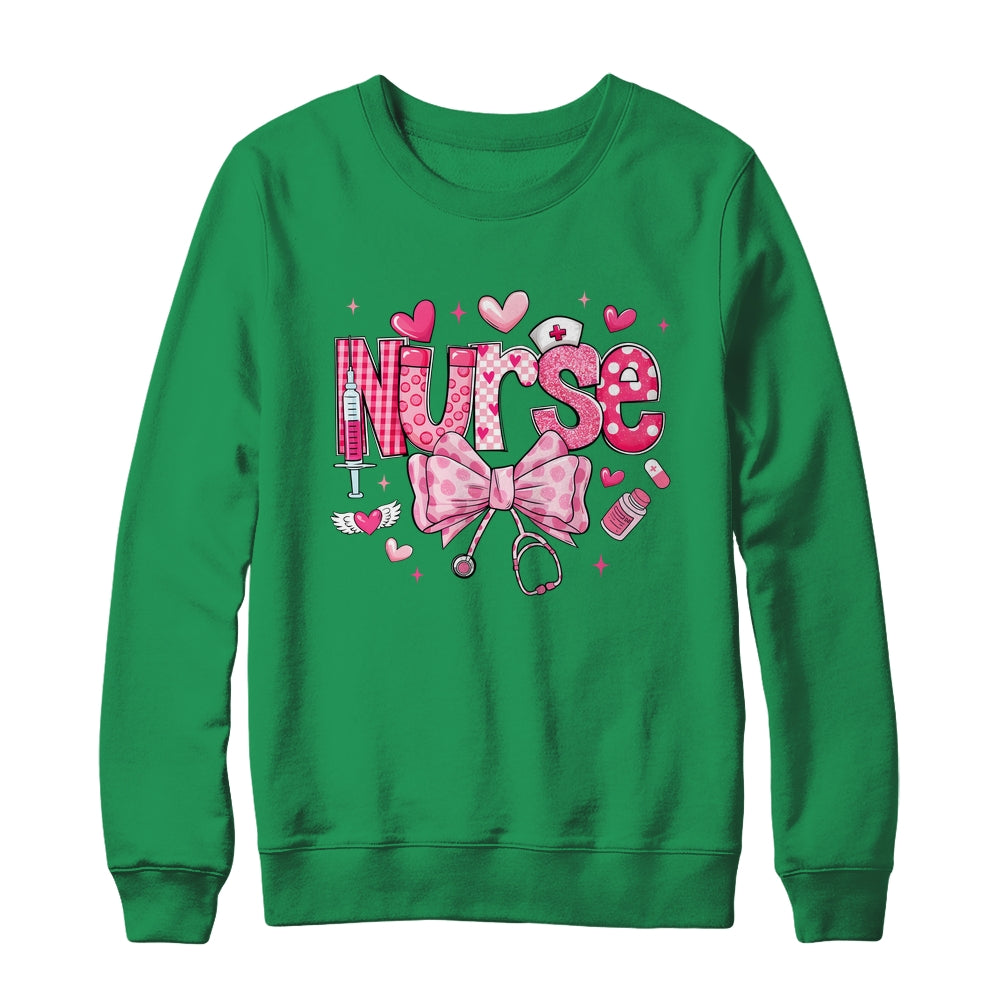 Nurse Valentines Cute Coquette Stethoscope Nursing NICU Shirt & Sweatshirt | teecentury