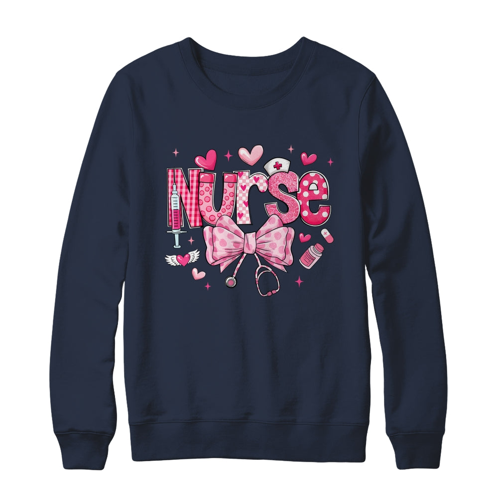 Nurse Valentines Cute Coquette Stethoscope Nursing NICU Shirt & Sweatshirt | teecentury
