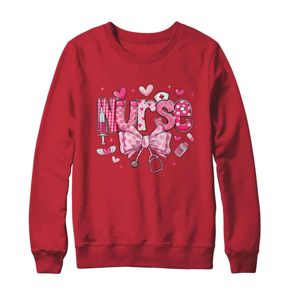 Nurse Valentines Cute Coquette Stethoscope Nursing NICU Shirt & Sweatshirt | teecentury