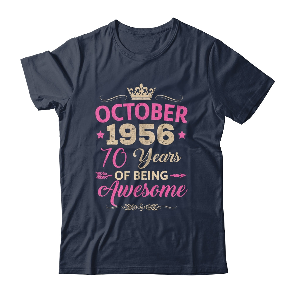 October 1956 70 Years Of Being Awesome Retro 70th Birthday Shirt & Tank Top | teecentury