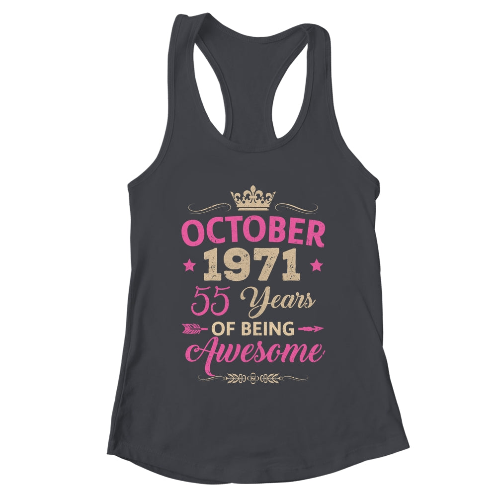 October 1971 55 Years Of Being Awesome Retro 55th Birthday Shirt & Tank Top | teecentury