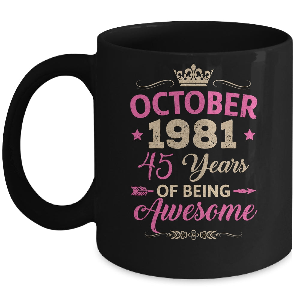 October 1981 45 Years Of Being Awesome Retro 45th Birthday Mug | teecentury