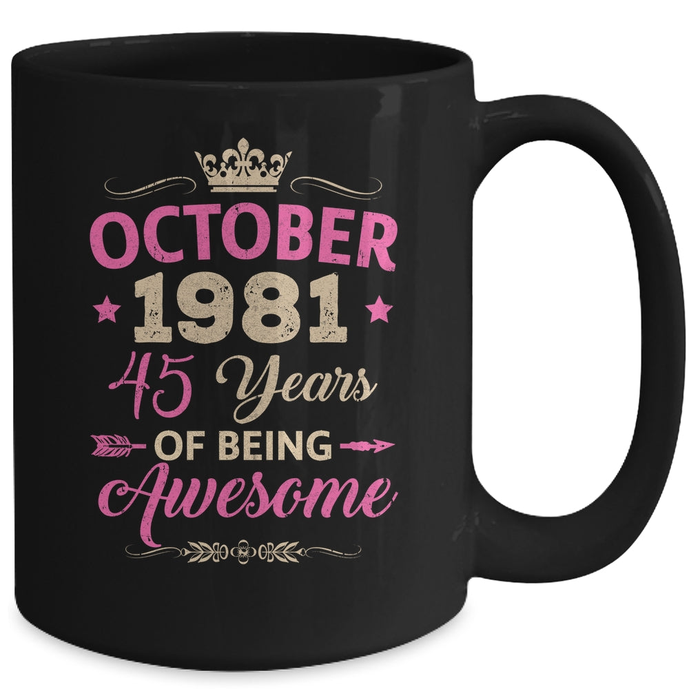 October 1981 45 Years Of Being Awesome Retro 45th Birthday Mug | teecentury