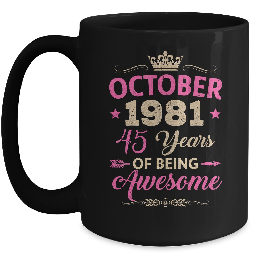 October 1981 45 Years Of Being Awesome Retro 45th Birthday Mug | teecentury