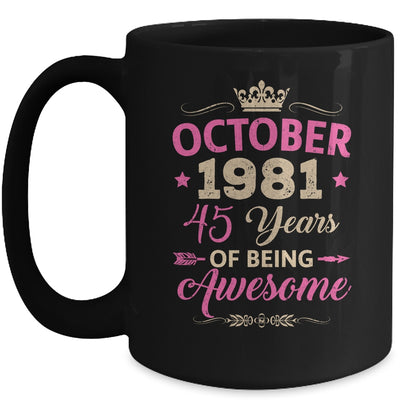October 1981 45 Years Of Being Awesome Retro 45th Birthday Mug | teecentury